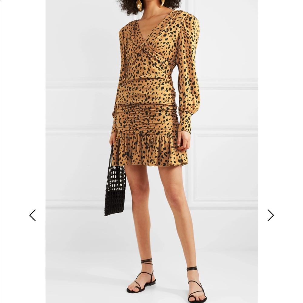 #Nicholas, #ruched, #longsleeve, #shoulderpadded #minidress